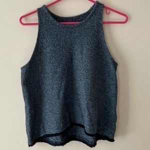 Knit tank top with fringe detail